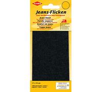 Kleiber Parche de reparación de Jeans para Planchar de 17 cm x 15 cm, Corte a Medida, Color Negro, Algodón