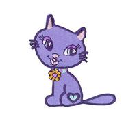Kleiber - Parche termoadhesivo para planchar, diseño de gato con flor lila 6,0 x 6,5 cm