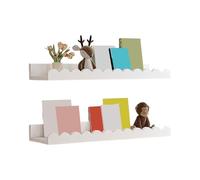 Kleiderhaken - 2-Pieces Moderne Und Platzsparende, Garderobenleiste Und Moderne Wand, Wand-Organizer Mit Wellenschliff | Schwebendes Bücherregal | Für Kinderzimmer, Badezimmer, Pflanzen, Spielzeug, Fo