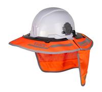 Klein Tools 03010 Sombrero de ala Completa para Hombre con Solapa para el Cuello, Accesorio de Casco Duro, protección UPF 50-Plus, Tela de Alta Visibilidad 1200D, Clips universales