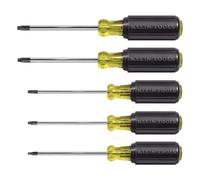 Klein Tools 19555 TORX - Juego de destornilladores de agarre acolchado con tamaños de punta T15, T20, T25, T27 y T30, 5 piezas, negro/amarillo