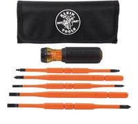 Klein Tools 32288 Destornillador aislado, juego de destornilladores 8 en 1 con cuchillas intercambiables, 3 Phillips, 3 puntas ranuradas y 2 puntas cuadradas