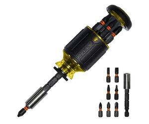 Klein Tools 32308 - Destornillador multibit Stubby, herramienta magnética ajustable 8 en 1 con Phillips, ranurado, cuadrado y destornillador de tuerca