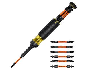 Klein Tools 32313HD Destornillador de carraca multibroca 13 en 1, juego de puntas de impacto de doble extremo, 12 puntas de destornillador de impacto y llave de tuercas de 0,635 cm
