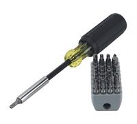 Klein Tools 32510 | Destornillador magnético 32 puntas tamperproof | PH1 PH2 R1 R2 TORX T7-T40 | Cushion Grip | Bloque PVC gris | 19,1 cm