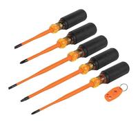 Klein Tools 33736INS - Juego de tornillos aislados, 1000 V Slim-Tip Driver with Phillips, Gabinete y Square Bits y Magnetizer, 6 piezas Klein Tools 33736INS