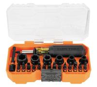 Klein Tools 33805 ProFlex - Juego de herramientas de destornillador de impacto SAE de 38 piezas con caja modular, acero S2, destornillador magnético, ajustable, 29 brocas, 6 tamaños de enchufe SAE