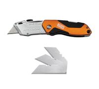 Klein Tools 44130 | Cuchillo utilitario plegable auto cargante | Cuerpo aluminio | Empuñadura goma | Almacenamiento 3 hojas | Hojas incluidas