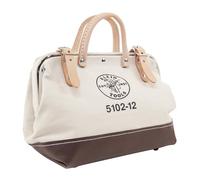 Klein Tools, 5102-12, Bolsa de herramientas de lona natural resistente, bolsa multiusos con amplia apertura con bisagras y asas de cuero, 30,5 cm