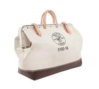 Klein Tools, 5102-18, Bolsa de herramientas de lona natural resistente, bolsa multiusos con amplia apertura con bisagras y asas de cuero, 46 cm