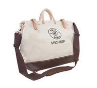 Klein Tools 5102-18SP Bolsa de herramientas de lona de lujo hecha de lona natural con 13 bolsillos interiores y correa de hombro desmontable, 18 pulgadas