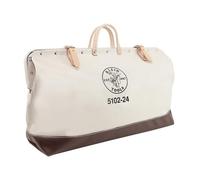 Klein Tools 5102-24 - Bolsa de herramientas resistente, bolsa de herramientas de lona para almacenamiento de herramientas, color blanco y marrón, 61 cm