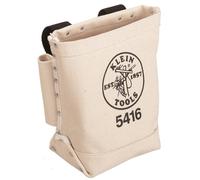 Klein Tools 5416 Bolsa de herramientas, pequeña bolsa de herramientas para almacenamiento de pernos con trabillas de pasador y correa de cinturón, 5 x 10 x 9 pulgadas