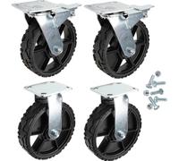 Klein Tools 54851MB - Ruedas de repuesto de 8 pulgadas, juego de 4: dos giratorias con freno/dos fijas, exterior de goma, carros utilitarios, vagones, carretilla