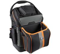 Klein Tools 55665 Ironworker and Welder Mochila, exterior resistente al fuego, 27 bolsillos, casco de soldadura, casco duro, barra de conexión de 36 pulgadas