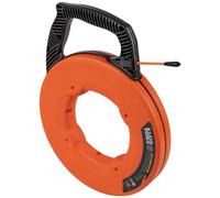 KLEIN TOOLS 56383 Cinta de pescado, extractor de alambre de fibra de vidrio multiranura con punta de nailon, carcasa y mango optimizados, 100 pies, naranja/negro