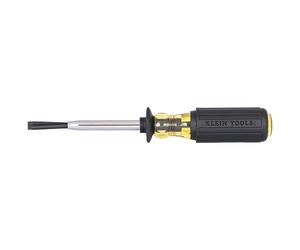 Klein Tools 6013K Destornillador ranurado de sujeción de tornillos, destornillador de cabeza plana de hoja dividida de 3/16 pulgadas, acción de agarre positivo, mango de agarre acolchado
