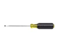 Klein Tools 607-3 Mini destornillador de cabeza plana, fabricado en Estados Unidos, punta de gabinete de 3/32 pulgadas, vástago redondo de 3 pulgadas y mango de agarre acolchado
