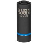 Klein Tools 66004 - Llave de vaso de impacto 2 en 1, tamaños de llave de vaso hexagonal de 3/4 pulgadas y 9/16 pulgadas, enchufe profundo de 6 puntos con unidad de 1/2 pulgada