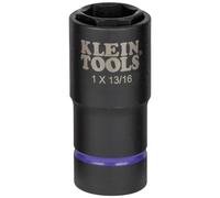 Klein Tools 66065 - Llave de vaso de impacto profundo 2 en 1, tamaños de enchufe hexagonal de 6 puntos de 1 pulgada y 13/16 pulgadas, uso con llaves de impacto BAT20-CW, BAT20-CW