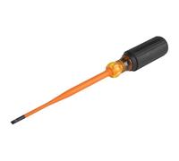 Klein Tools 6916INS - Destornillador aislado de punta delgada de 1000 V, vástago redondo de 6 pulgadas, punta de gabinete de 3/16 pulgadas, mango de agarre acolchado