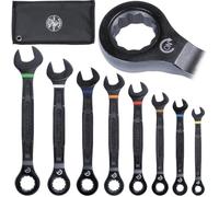 Klein Tools 69408G - Juego de llaves combinadas de trinquete, SAE, 5/16 a 3/4 pulgadas, aleación de acero de 90 dientes con bolsa de espuma, 8 piezas