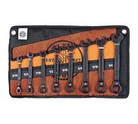 Klein Tools 69408G - Juego de llaves combinadas de trinquete, SAE, 5/16 a 3/4 pulgadas, aleación de acero de 90 dientes con bolsa de espuma, 8 piezas