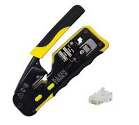 Klein Tools 80024 Pass-Thru Kit de herramientas de instalación, 2 piezas | Incluye crimpadora de cable de datos de trinquete y conectores de paso CAT6, paquete de 50