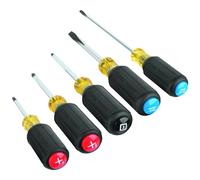 Klein Tools 80031C - Juego de destornilladores codificados por colores de 5 piezas con puntas de precisión y asas de agarre acolchado, fabricado en Estados Unidos, 2 ranurados, 2 Phillips, 1 cuadrado