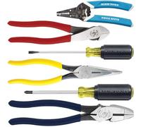 Klein Tools 80080 Kit de herramientas manuales, incluye 2 destornilladores, fabricado en Estados Unidos, 3 alicates, pelacables y cortador, para electricistas, 6 piezas