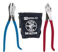 Klein Tools 80081 Kit de alicates, alicates de corte diagonal para trabajadores de hierro, cortadores laterales resistentes y bolsa de herramientas de lona resistente al fuego, 3 piezas