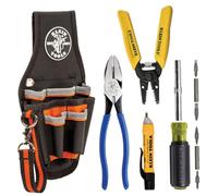 Klein Tools 80152 Juego de herramientas de electricista con alicates, destornillador magnético, NCVT, pelacables y bolsa de herramientas Tradesman Pro, 5 piezas