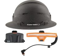 Klein Tools 80160 - Juego de cascos duros con casco duro sin ventilación clase E, faro de haz ancho recargable y batería de iones de litio, 3 piezas