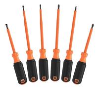 Klein Tools El juego de destornilladores aislados 85076INS cuenta con destornilladores eléctricos de 1000 V, (3) Phillips y (2) puntas ranuradas y cuadradas, 6 piezas