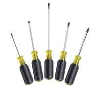 Klein Tools 85445 Juego de destornilladores ranurados, Phillips y puntas cuadradas, agarre de cojín antideslizante, 5 piezas