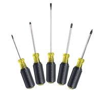Klein Tools 85445 Juego de destornilladores ranurados, Phillips y puntas cuadradas, agarre de cojín antideslizante, 5 piezas