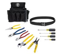 Klein Tools 92911 Kit de herramientas, juego de herramientas para aprendiz con 4 alicates, pelacables y cortador, 4 destornilladores, cinturón de herramientas y bolsa de herramientas, 11 piezas