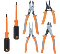 Klein Tools 9418R - Juego de herramientas aisladas de 1000 V con cortador lateral, cortador diagonal, alicates de punta larga, 2 destornilladores y pelacables, 6 piezas