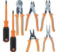 Klein Tools 9421R - Juego de alicates aislados de 1000 V con 3 pares de alicates, cortador de cables, pelacables y 2 destornilladores, 7 piezas