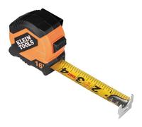Klein Tools 9516 Cinta métrica, 16 pies, compacta, doble gancho, cinta métrica imperial con freno de dedo, hoja de nailon, líneas gruesas fáciles de leer