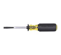 KLEIN TOOLS Destornillador ranurado 6024K, destornillador de cabeza plana de hoja dividida de 1/4 pulgadas, acción de agarre positivo, mango de agarre acolchado