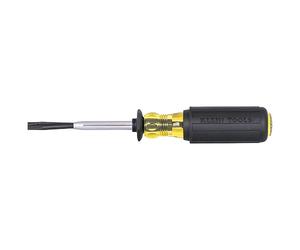 KLEIN TOOLS Destornillador ranurado 6024K, destornillador de cabeza plana de hoja dividida de 1/4 pulgadas, acción de agarre positivo, mango de agarre acolchado