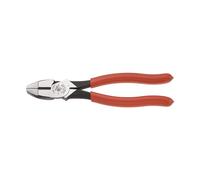 Klein Tools HD213-9NE High-Leverage Side-Cutting Pliers, 9-Inch | Fabricado en Estados Unidos, cortadores laterales con asas rojas, corta ACSR, tornillos, clavos, alambre duro
