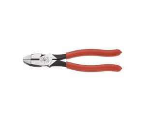 Klein Tools HD213-9NE High-Leverage Side-Cutting Pliers, 9-Inch | Fabricado en Estados Unidos, cortadores laterales con asas rojas, corta ACSR, tornillos, clavos, alambre duro