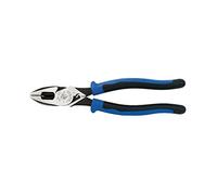 Klein Tools J20009NECRTP High Leverage Side Cutting Pliers | Fabricado en Estados Unidos, cortador lateral de alto nivel y herramienta de crimpado para tirar de cinta de pescado y