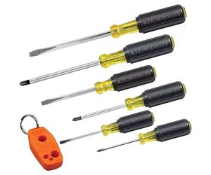Klein Tools Juego de destornilladores de 6 piezas incluye magnetizador/desmagnetizador, 3 ranurados, 3 Phillips, agarre de cojín cómodo, mecanizado de precisión 85146
