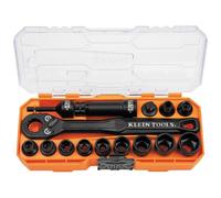 Klein Tools KNECT 65400 - Juego de enchufes pasantes (15 piezas, con caja MODbox, enchufes, accesorios y adaptador de 3/8"