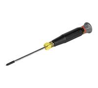 Klein Tools Mini destornillador de precisión 6233, 0 Phillips, cuenta con mango de agarre acolchado, tapa giratoria y anillo codificado por colores, vástago de 3 pulgadas