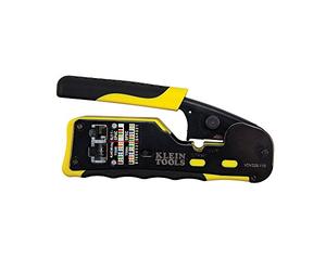 Klein Tools VDV226-110 | Pinza Crimpadora De Trinquete Pass Thru | Corta Pela Y Crimpa Cables Datos | RJ11 RJ12 RJ45 | Construccion De Acero Duradera