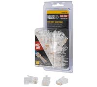 KLEIN TOOLS VDV826704 | Conectores Modulares Pass Thru Datos RJ45 CAT6A UTP 50 Piezas | Instalacion Rapida | Contactos Chapados Oro 50 Micro Pulgadas | Compatible Conductores Solidos Y Trenzados